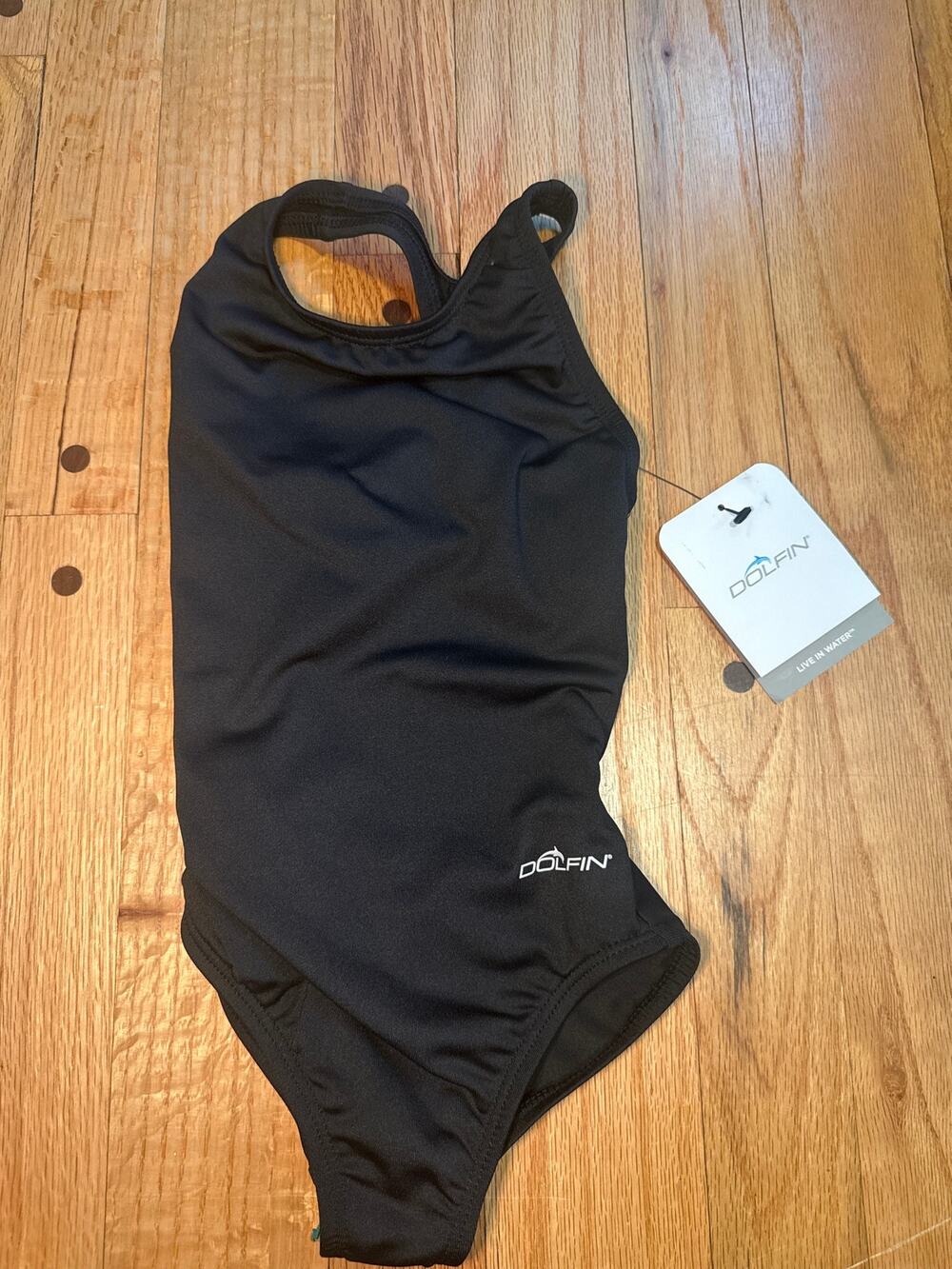 NEW Dolfin One Piece Swimsuit Girls Sz 22 Black Competitive Practice NWT